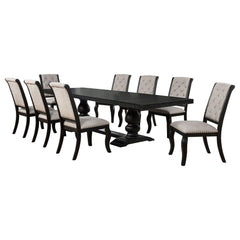 Phelps Tan/Distressed Noir 9-piece Rectangular Dining Table Set - Ornate Home