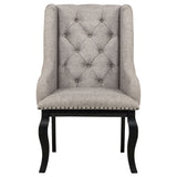 Phelps Tan Distressed Noir Upholstered Dining Arm Chair (Set of 2) - Ornate Home