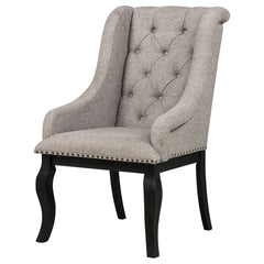 Phelps Tan Distressed Noir Upholstered Dining Arm Chair (Set of 2) - Ornate Home