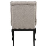 Phelps Tan Distressed Noir Upholstered Dining Arm Chair (Set of 2) - Ornate Home