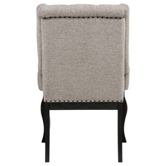 Phelps Tan Distressed Noir Upholstered Dining Arm Chair (Set of 2) - Ornate Home