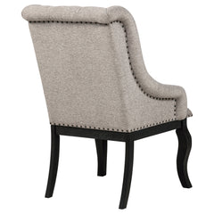 Phelps Tan Distressed Noir Upholstered Dining Arm Chair (Set of 2) - Ornate Home