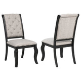 Phelps Tan Distressed Noir Upholstered Dining Side Chair (Set of 2) - Ornate Home