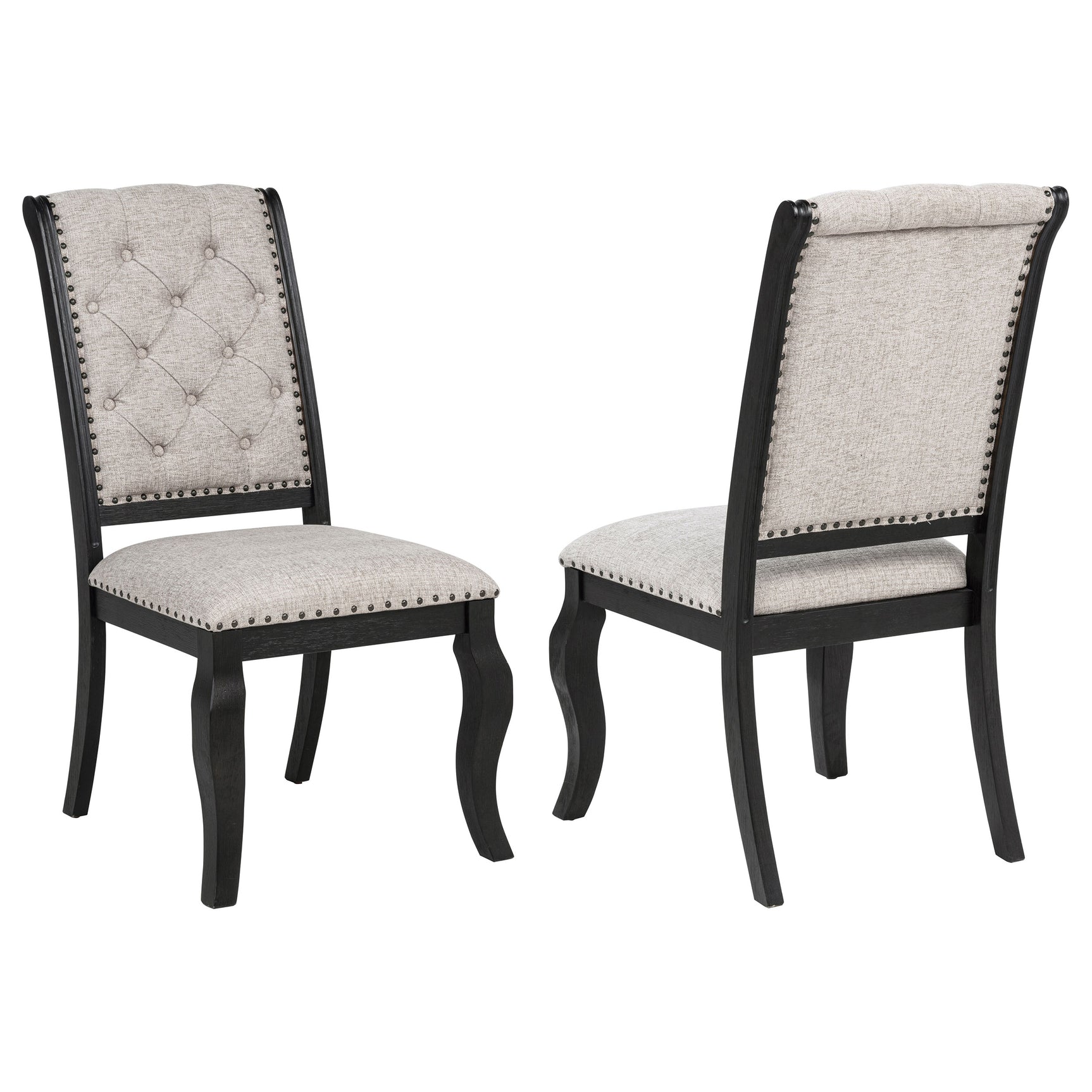 Phelps Tan Distressed Noir Upholstered Dining Side Chair (Set of 2) - Ornate Home