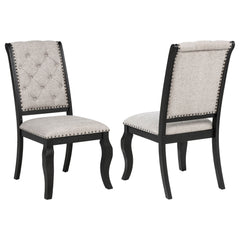 Phelps Tan Distressed Noir Upholstered Dining Side Chair (Set of 2) - Ornate Home
