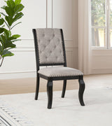 Phelps Tan Distressed Noir Upholstered Dining Side Chair (Set of 2) - Ornate Home