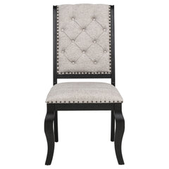 Phelps Tan Distressed Noir Upholstered Dining Side Chair (Set of 2) - Ornate Home