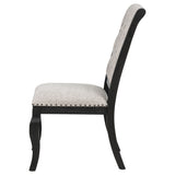 Phelps Tan Distressed Noir Upholstered Dining Side Chair (Set of 2) - Ornate Home