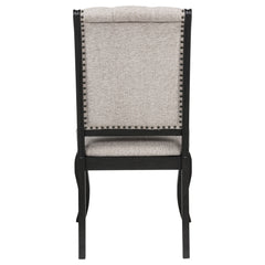Phelps Tan Distressed Noir Upholstered Dining Side Chair (Set of 2) - Ornate Home