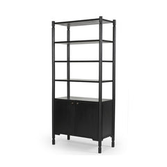 Phil Black Wood 2 Door 3 Shelves Open Shelving Unit