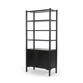 Phil Black Wood 2 Door 3 Shelves Open Shelving Unit - Ornate Home