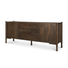 Phil Dark Brown Wood 2 Door 3 Drawer Closed Sideboard - Ornate Home