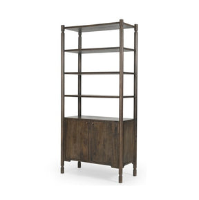 Phil Dark Brown Wood 2 Door 3 Shelves Open Shelving Unit