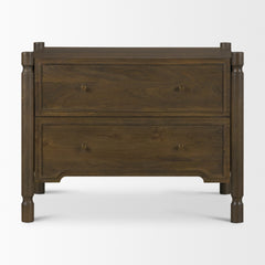 Phil Dark Brown Wood 2 Drawer Nightstand - Ornate Home