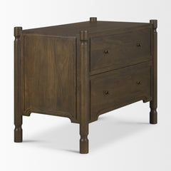 Phil Dark Brown Wood 2 Drawer Nightstand - Ornate Home