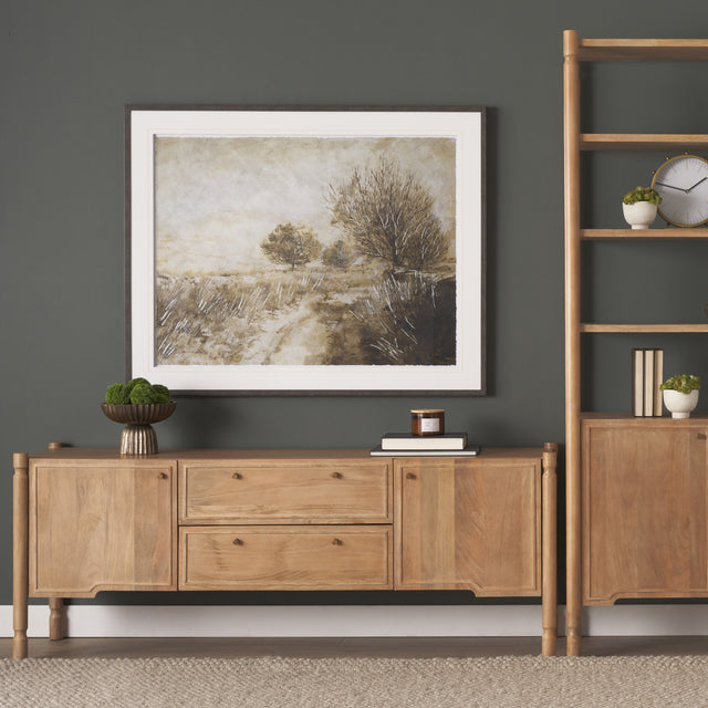 Phil Light Brown Wood 2 Door 1 Drawer with Pull Down Media Console - Ornate Home