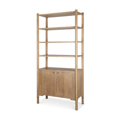 Phil Light Brown Wood 2 Door 3 Shelves Open Shelving Unit - Ornate Home