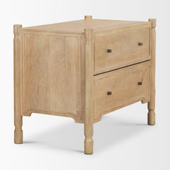 Phil Light Brown Wood 2 Drawer Nightstand - Ornate Home