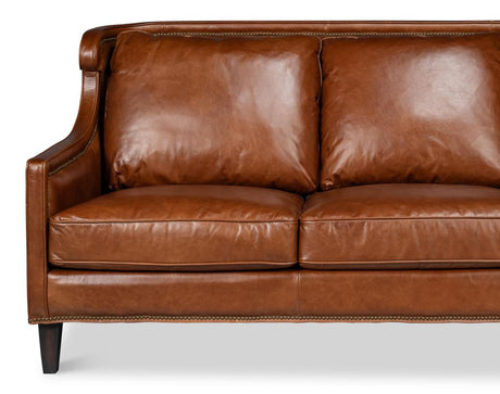 Philipe Brown Distilled Leather Sofa - Ornate Home