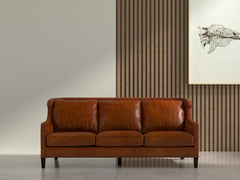 Philipe Brown Distilled Leather Sofa - Ornate Home