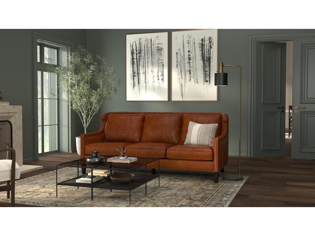 Philipe Brown Distilled Leather Sofa - Ornate Home