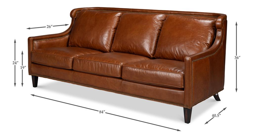 Philipe Brown Distilled Leather Sofa - Ornate Home
