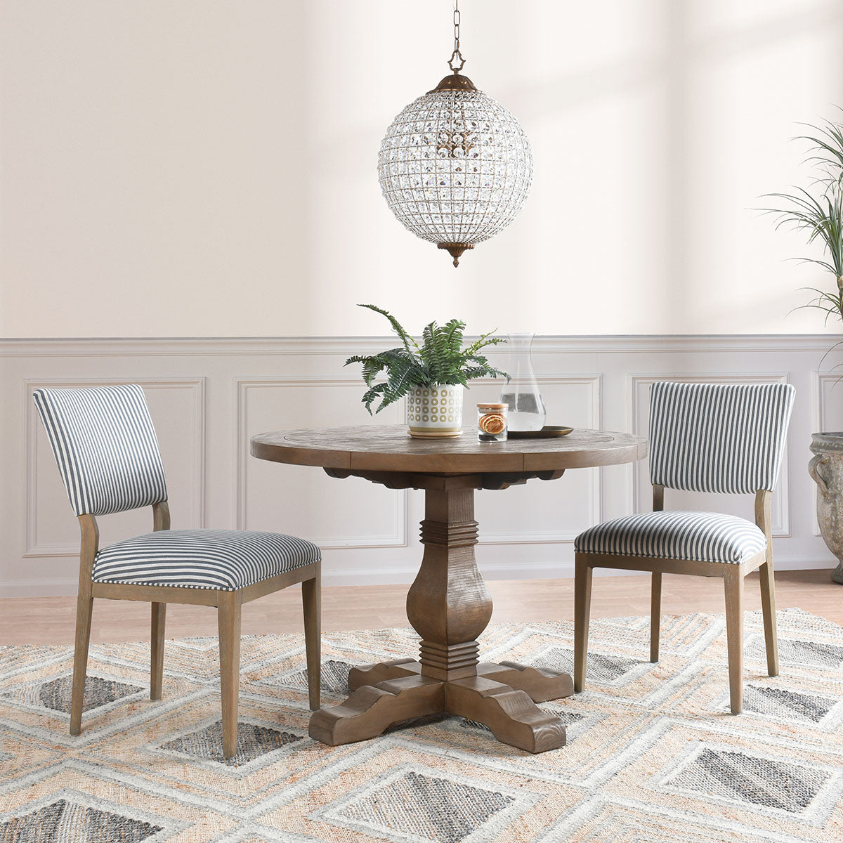 Phillip Striped Upholstered Dining Chair (Set of 2) - Ornate Home