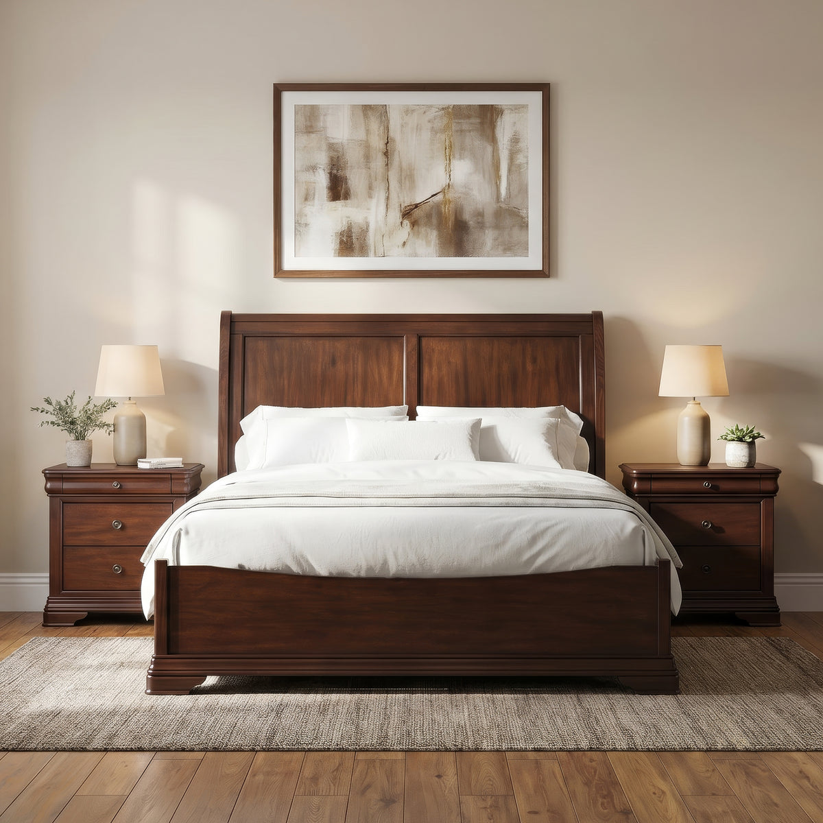 Phillipe Cherry 3-Piece King Bedroom Set with 2 Nightstands - Ornate Home