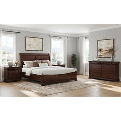 Phillipe Cherry 4-Piece King Bedroom Set with 2 Nightstands & Dresser - Ornate Home