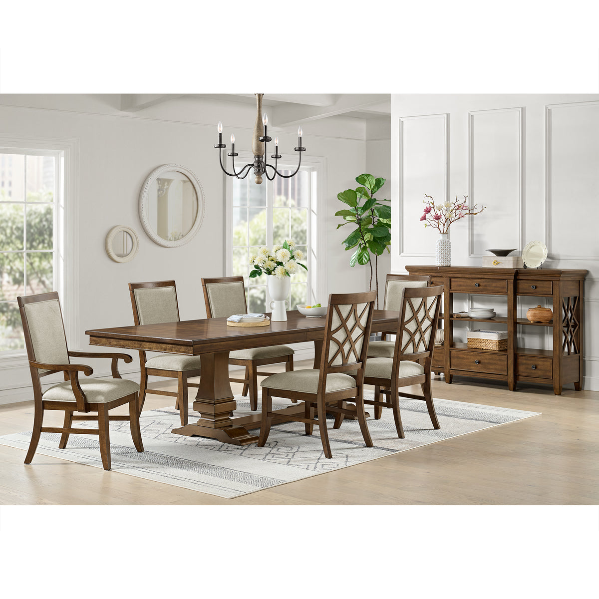 Phillipe Cherry/Grey Dining Arm Chair (Set of 2) - Ornate Home