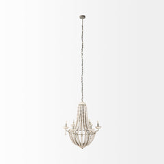 Phillum Silver/White Metal Chassis and Wood Beaded Six Bulb Chandelier - Ornate Home