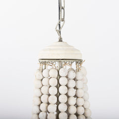 Phillum Silver/White Metal Chassis and Wood Beaded Six Bulb Chandelier - Ornate Home