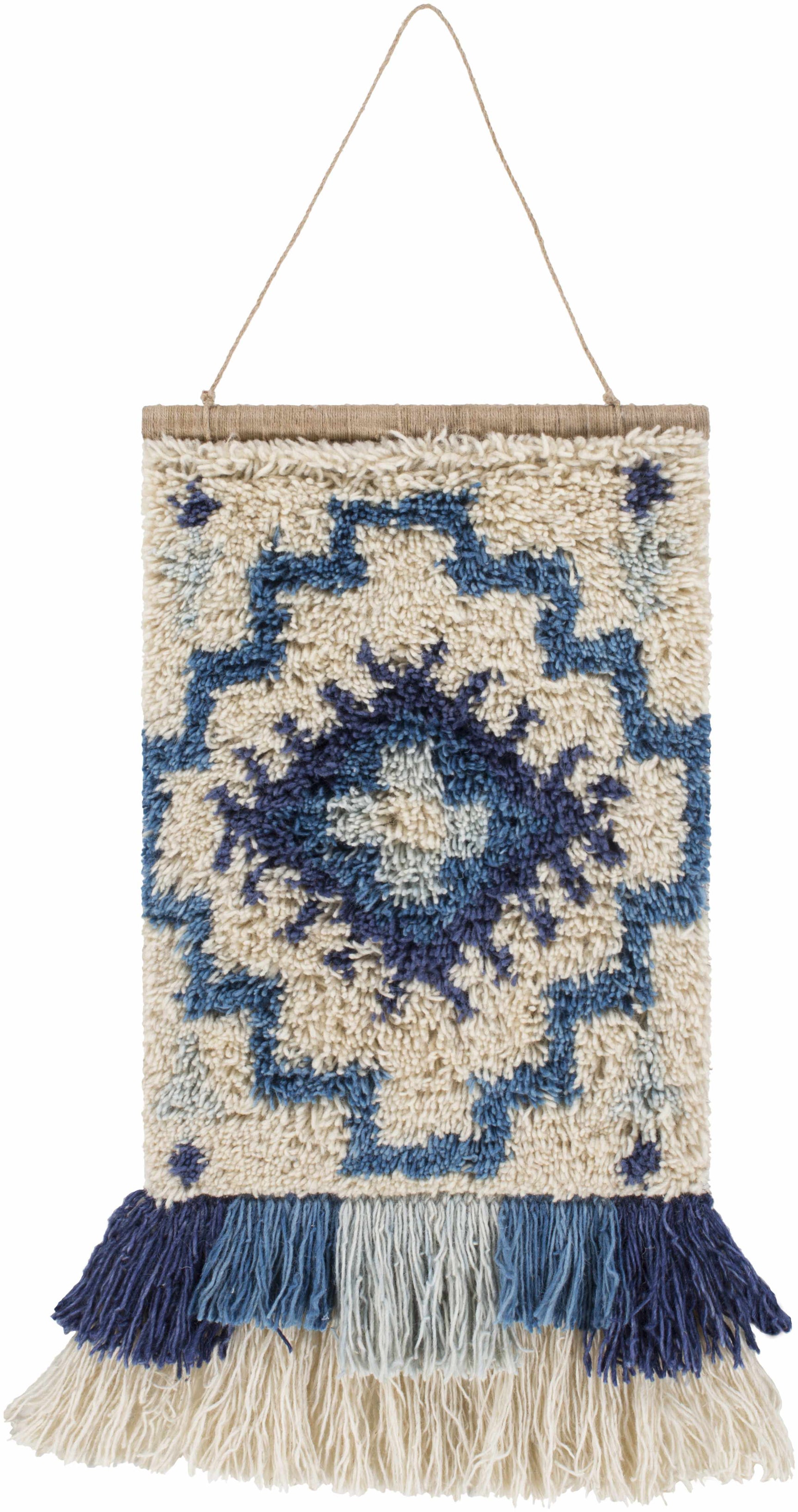 Philomont Ivory and Blue Geometric Wall Hanging - Clearance - Ornate Home
