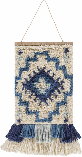 Philomont Ivory and Blue Geometric Wall Hanging - Clearance - Ornate Home