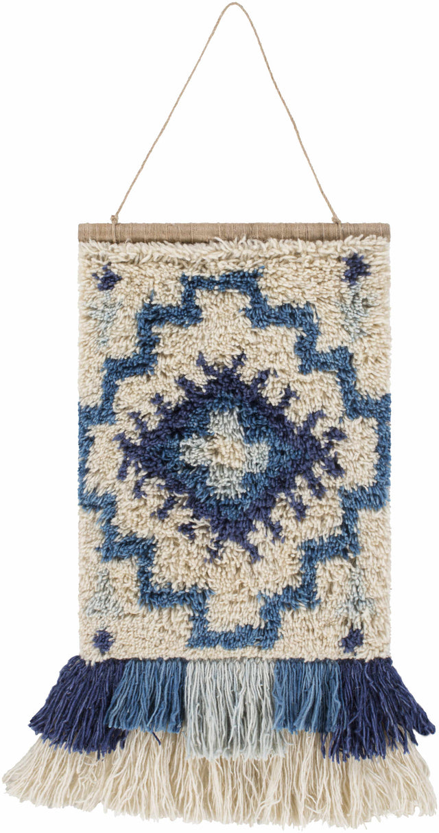 Philomont Ivory and Blue Geometric Wall Hanging - Clearance - Ornate Home