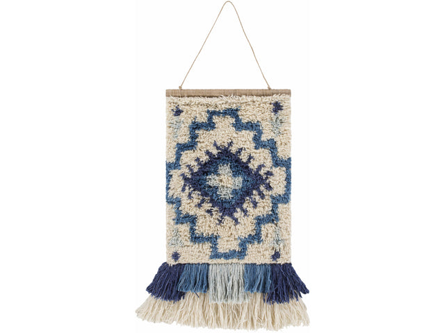 Philomont Ivory and Blue Geometric Wall Hanging - Ornate Home