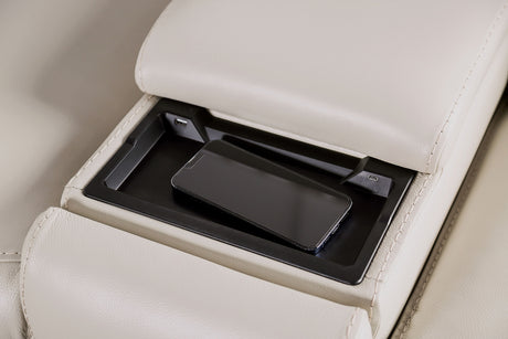 Phineas Beige Power Top Grain Leather Match Reclining Sofa & Loveseat - Ornate Home