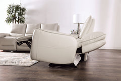 Phineas Beige Power Top Grain Leather Match Reclining Sofa & Loveseat - Ornate Home