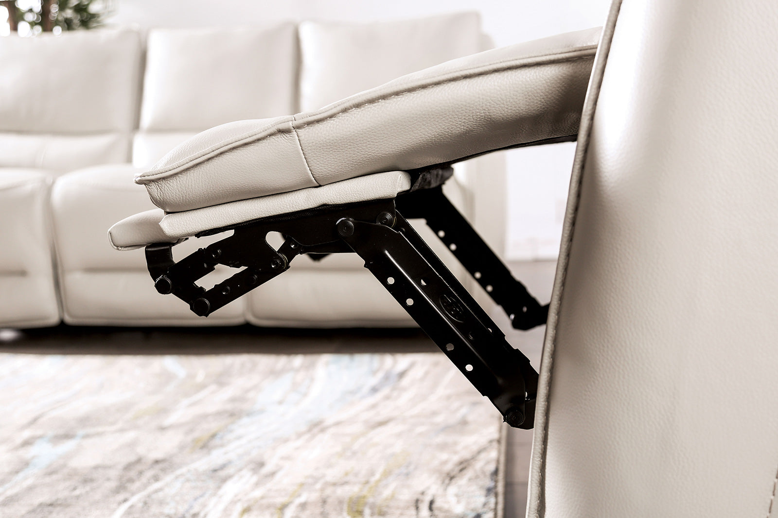 Phineas Beige Power Top Grain Leather Match Reclining Sofa & Loveseat - Ornate Home