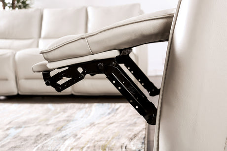 Phineas Beige Power Top Grain Leather Match Reclining Sofa & Loveseat - Ornate Home