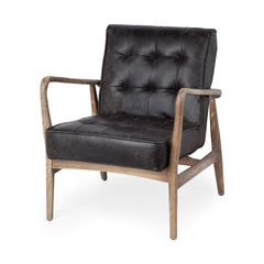 Phineas Black/Brown Leather Accent Chair - Ornate Home