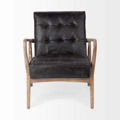 Phineas Black/Brown Leather Accent Chair - Ornate Home