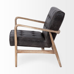 Phineas Black/Brown Leather Accent Chair - Ornate Home