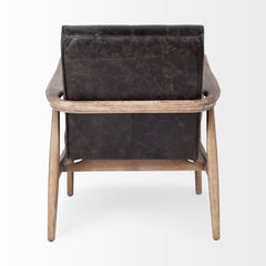 Phineas Black/Brown Leather Accent Chair - Ornate Home