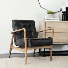 Phineas Black/Brown Leather Accent Chair - Ornate Home