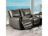 Phineas Gray Top Grain Leather Match Power Loveseat - Ornate Home