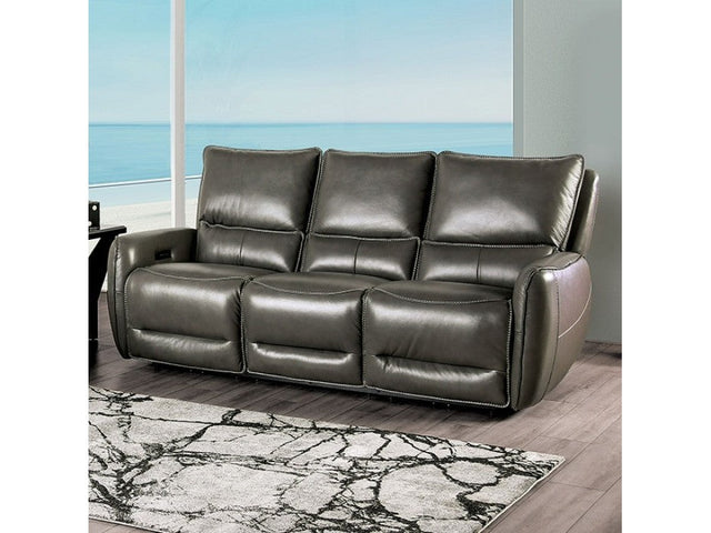 Phineas Gray Top Grain Leather Match Power Reclining Sofa - Ornate Home