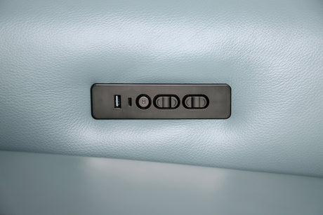 Phineas Pale Blue Top Grain Leather Match Power Recliner - Ornate Home