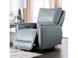 Phineas Pale Blue Top Grain Leather Match Power Recliner - Ornate Home