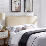 Phoebe Beige Upholstered Fabric Queen Headboard - Ornate Home